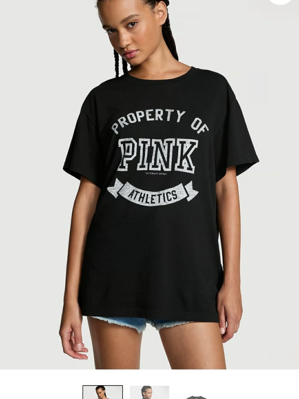 PINK Victoria's Secret Black 'Property of PINK Athletics' Logo Tee